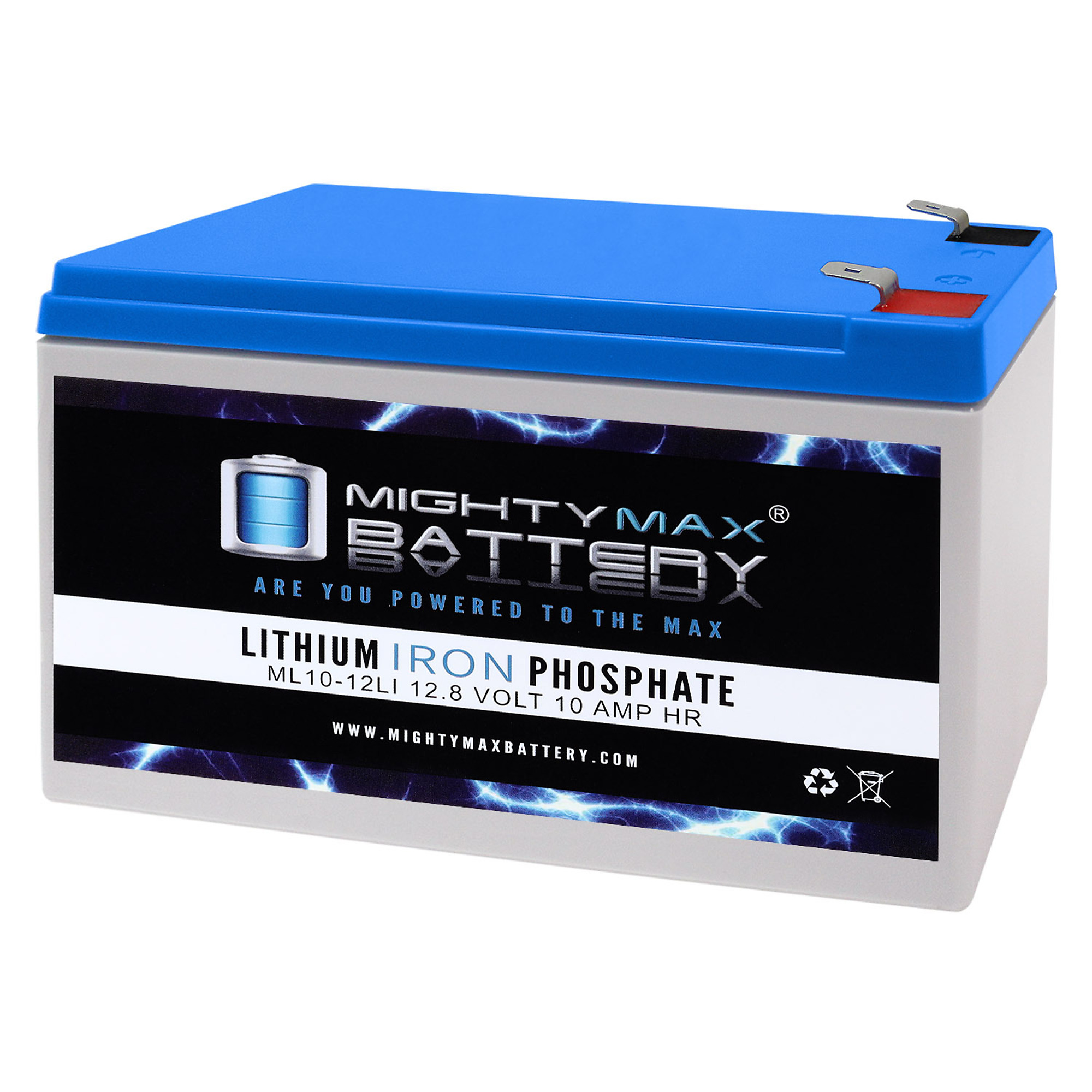Mighty Max Battery ML10-12LI - 12 Volt 10 AH Deep Cycle Lithium Iron Phosphate (LiFePO4) Rechargeable and Maintenance Free Battery - Pack of 3